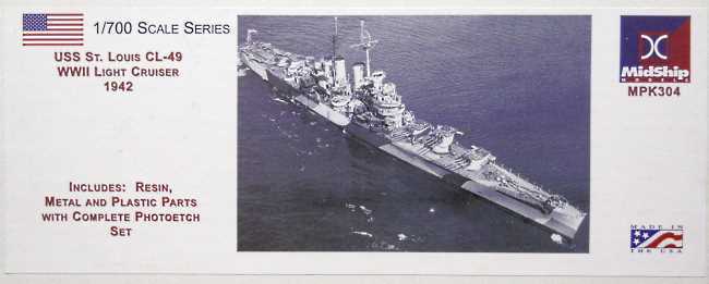 Midship 1/700 USS St. Louis CL-49 Light Cruiser 1942, 304 plastic model kit